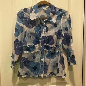 Odille anthropologie Silk and Cotton Floral Blouse